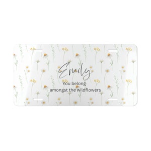Trendy Daisies Vanity Plate, Personalized Initials Wildflowers Car License plate, Custom Name Wild Flower Vehicle Accessory Wall Decor