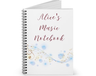 Personalized Music Lover Spiral Notebook - Custom Name Rule Lined Journal, Customizable Name Blank Diary Gift For Musicians, Music Student