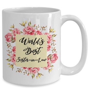 World&#39;s Best Sister-In-Law Ceramic Coffee Mug - Birthday, Christmas, Wedding Gift For Sis In Law, Sister In Love Rose Floral Tea Cup Present