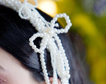 Pearl Bow Tassel Headband