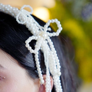 Pearl Bow Tassel Headband