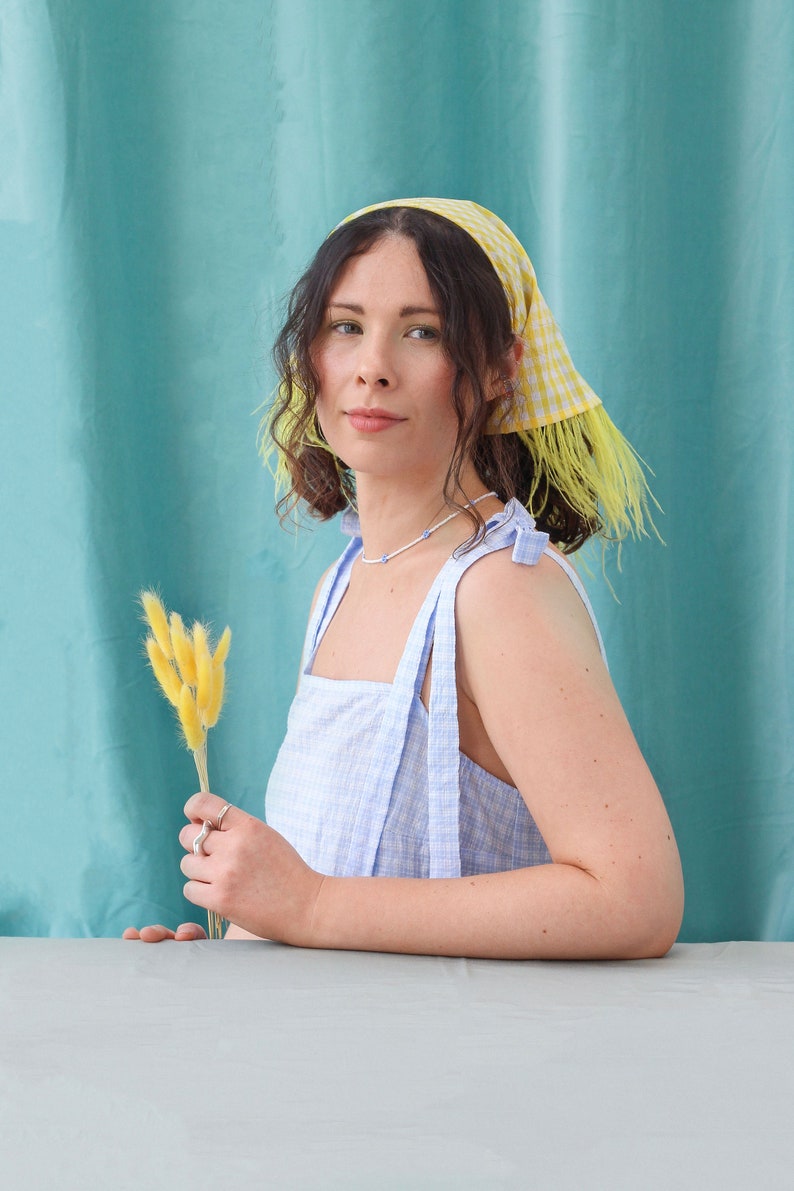 Sunshine Yellow Gingham Bandana image 2