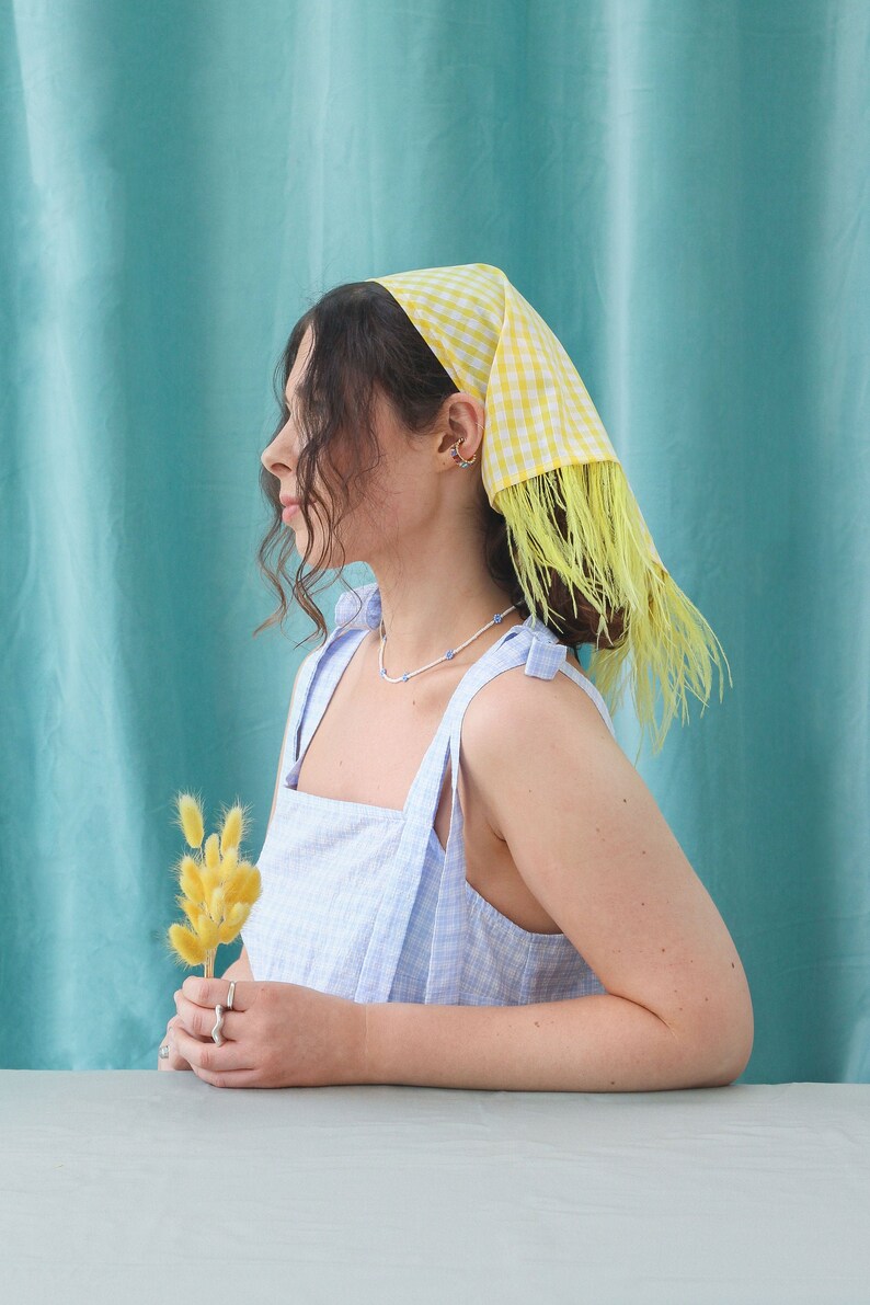 Sunshine Yellow Gingham Bandana image 1