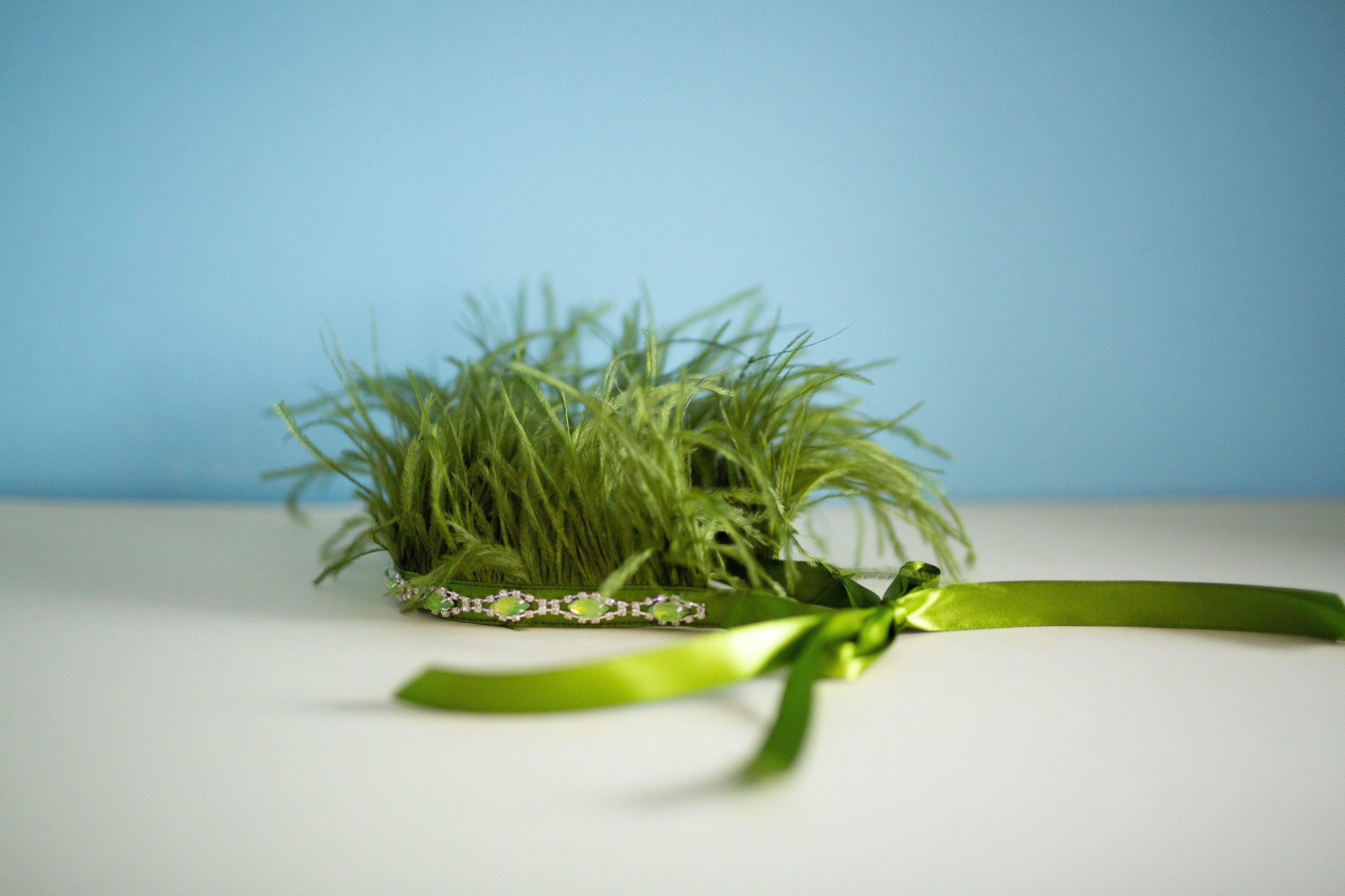 Feather Jewelled Crown Moss Green Etsy UK