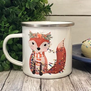 Christmas fox mug, fox mug, kids cocoa mug, Christmas mug