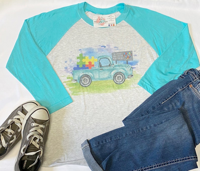 Baseball Shirt Vintage truck Autism Autism Awareness Baseball Tee Autism Awareness Shirt Puzzle Piece Shirt