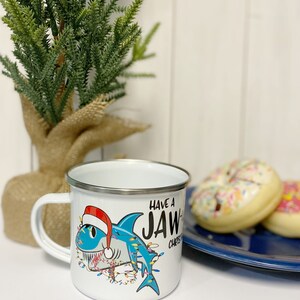 Christmas shark mug, kids coco mug, Christmas camp mug, shark Christmas cup, shatterproof kids mug image 3