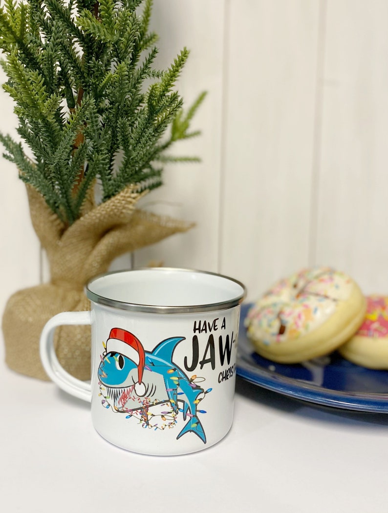 Christmas shark mug, kids coco mug, Christmas camp mug, shark Christmas cup, shatterproof kids mug image 3