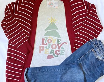 Love, Joy, Peace Christmas shirt, Christmas tee, Love joy peace Christmas tree shirt