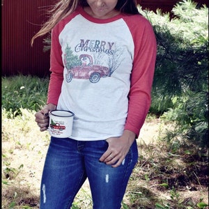 Christmas truck shirt, Red Truck Christmas Shirt, Christmas Baseball Shirt image 3