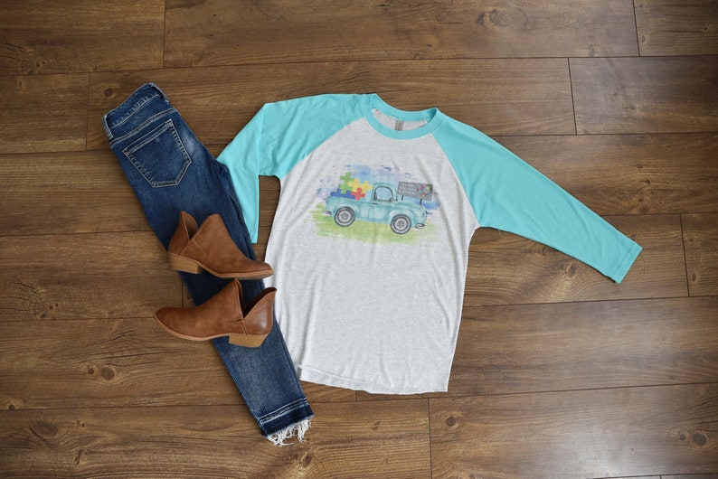 Baseball Shirt Vintage truck Autism Autism Awareness Baseball Tee Autism Awareness Shirt Puzzle Piece Shirt