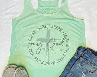 Waymaker tank top, my God tank, racer back tank top, Way Maker tank, faith shirt