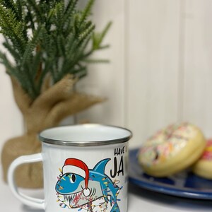 Christmas shark mug, kids coco mug, Christmas camp mug, shark Christmas cup, shatterproof kids mug image 5