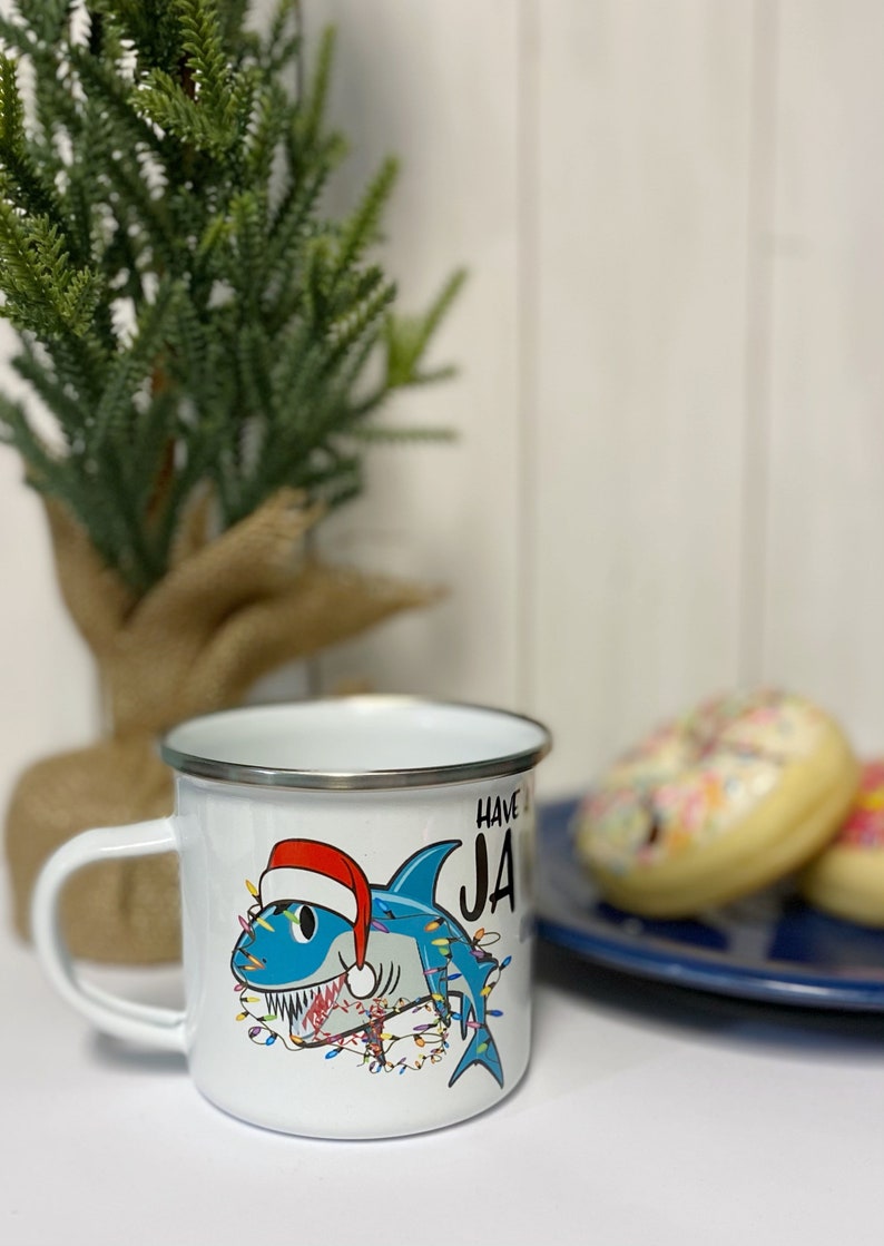 Christmas shark mug, kids coco mug, Christmas camp mug, shark Christmas cup, shatterproof kids mug image 5