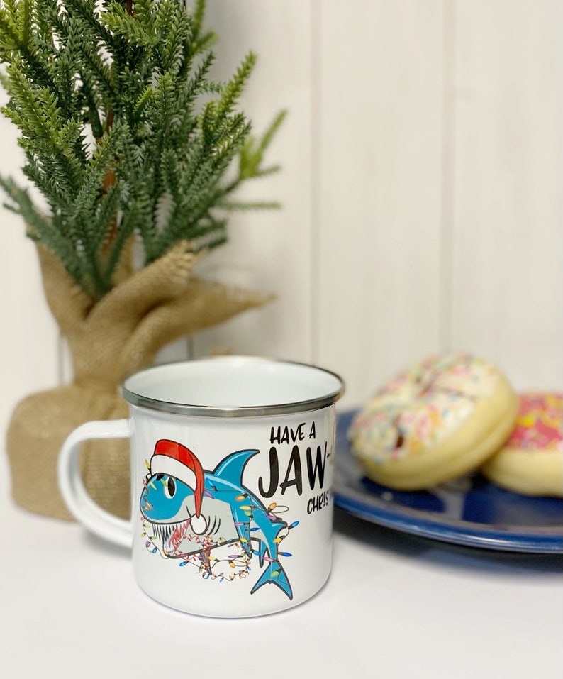 Christmas shark mug, kids coco mug, Christmas camp mug, shark Christmas cup, shatterproof kids mug image 4