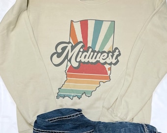 Midwest sweatshirt, Indiana Crewneck, Retro Indiana Shirt