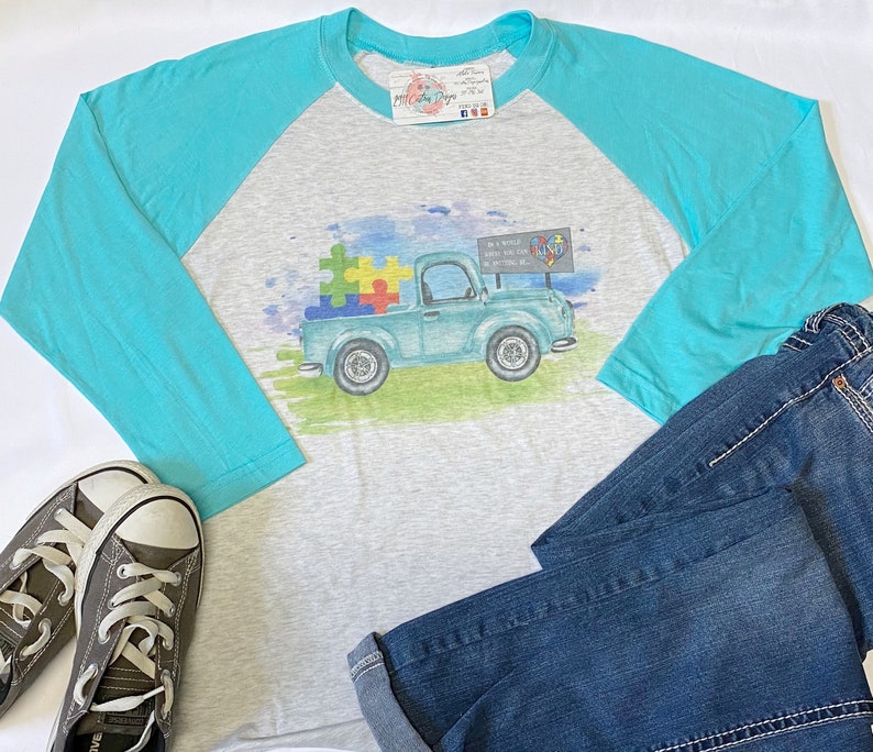 Baseball Shirt Vintage truck Autism Autism Awareness Baseball Tee Autism Awareness Shirt Puzzle Piece Shirt