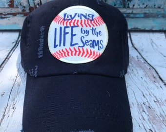 Baseball Hat | Distressed Hat | Baseball | Baseball Mom | Baseball Lover | Adjustable Hat | Patch Hat | Hat | Distressed Dad Hat