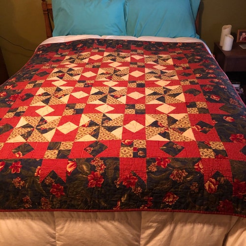 Online Handmade quilt- “ Victorian Romance”- 100% cotton