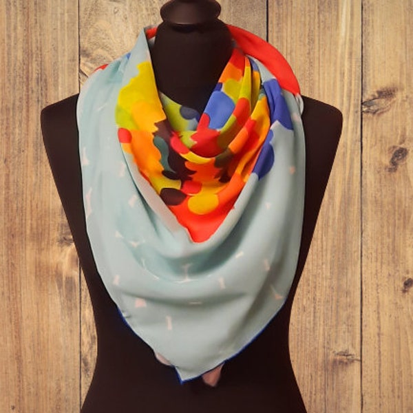 Foulard imprimé 1m x 1m POLYCHROME