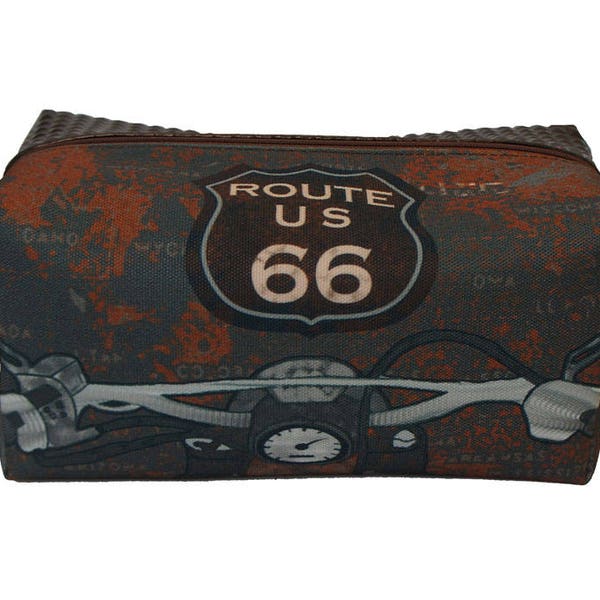 Trousse toilette homme imprimée ROUTE 66 impression sur toile