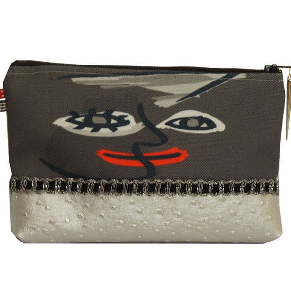 Pochette maquillage similicuir impression sur toile  motif PICASSIETTE