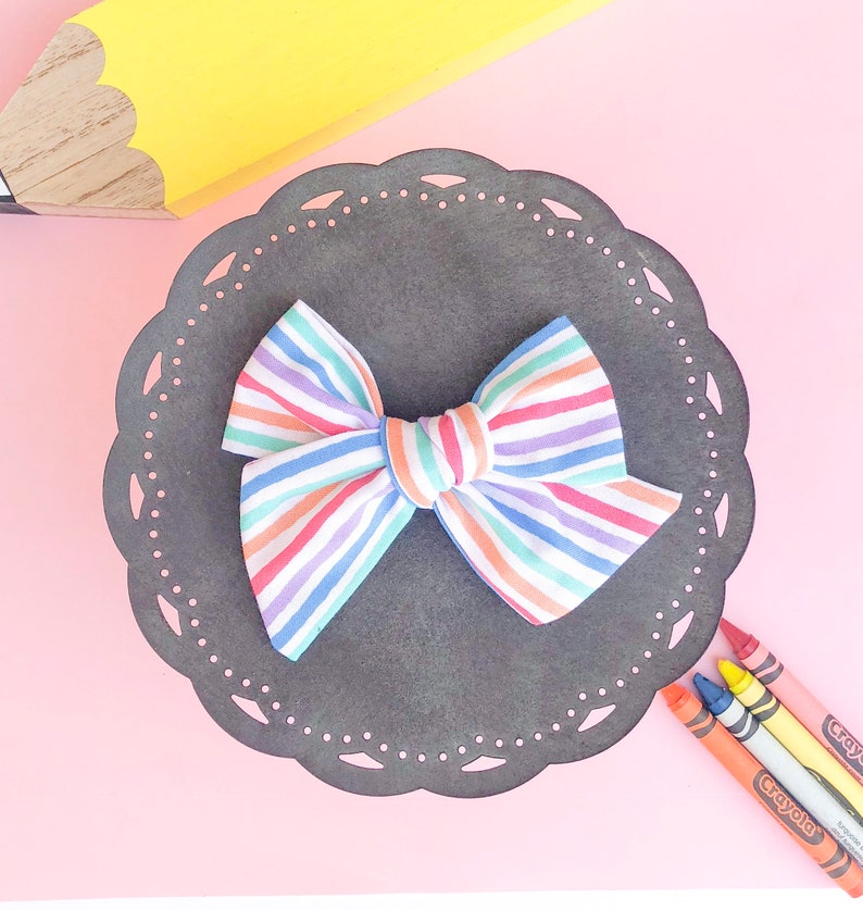 Rainbow Hand Tied Bow Back To School Hair Bow Newborn Etsy