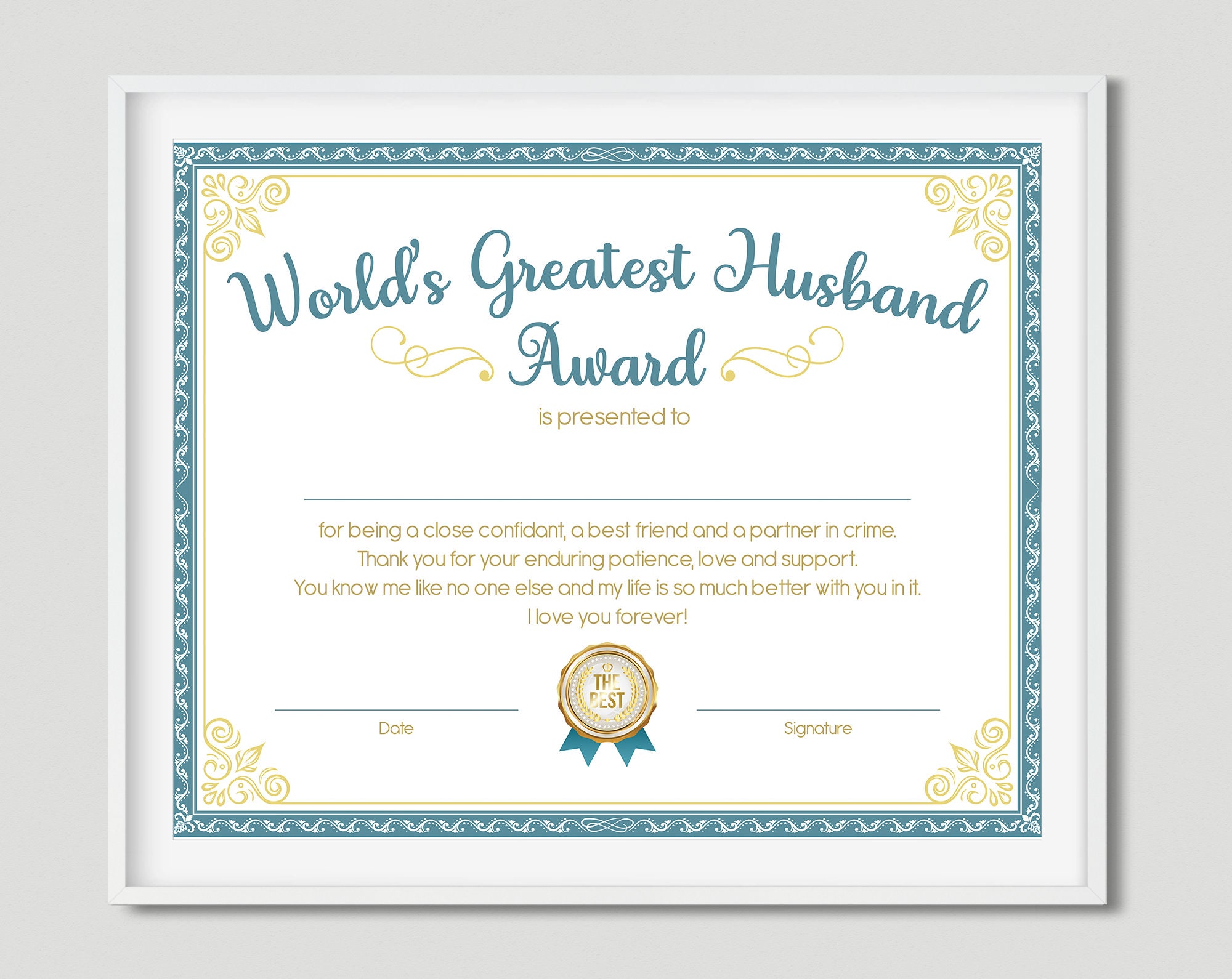 Free Printable Best Husband Certificate Free Printable Best Husband Certificate