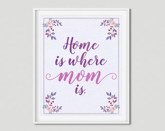 Home is Where Mom Is, instant download, digital file, wall decoration, print, artwork, printable, decor, gift for mother, mother's day gift