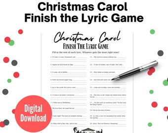 Christmas Carol Game, Finish the Lyric, Christmas Song Game, Christmas Party Game, Finish the Phrase, Christmas Music Game, Christmas Trivia