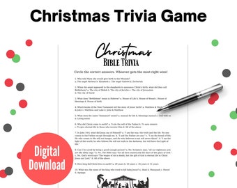 Christmas Trivia Game, Christian Christmas Printable, Bible Trivia, Christian Christmas Game, Holiday Trivia, Christmas Party Game, PDF file