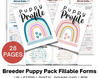 Fillable Dog Breeder Records, Puppy Pack, Dog Breeder Forms, New Puppy Planner, Dog Vaccination, Puppy Vaccination, Editable PDF Files