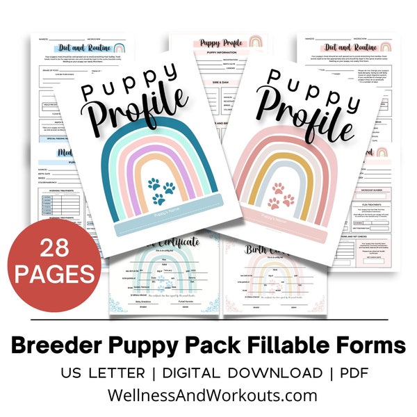 Fillable Dog Breeder Records, Puppy Pack, Dog Breeder Forms, New Puppy Planner, Dog Vaccination, Puppy Vaccination, Editable PDF Files