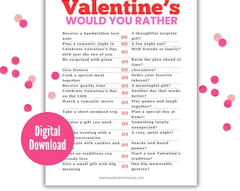 Valentine’s Day Would You Rather Game – Fun Printable Party Game for Couples, Friends & Family