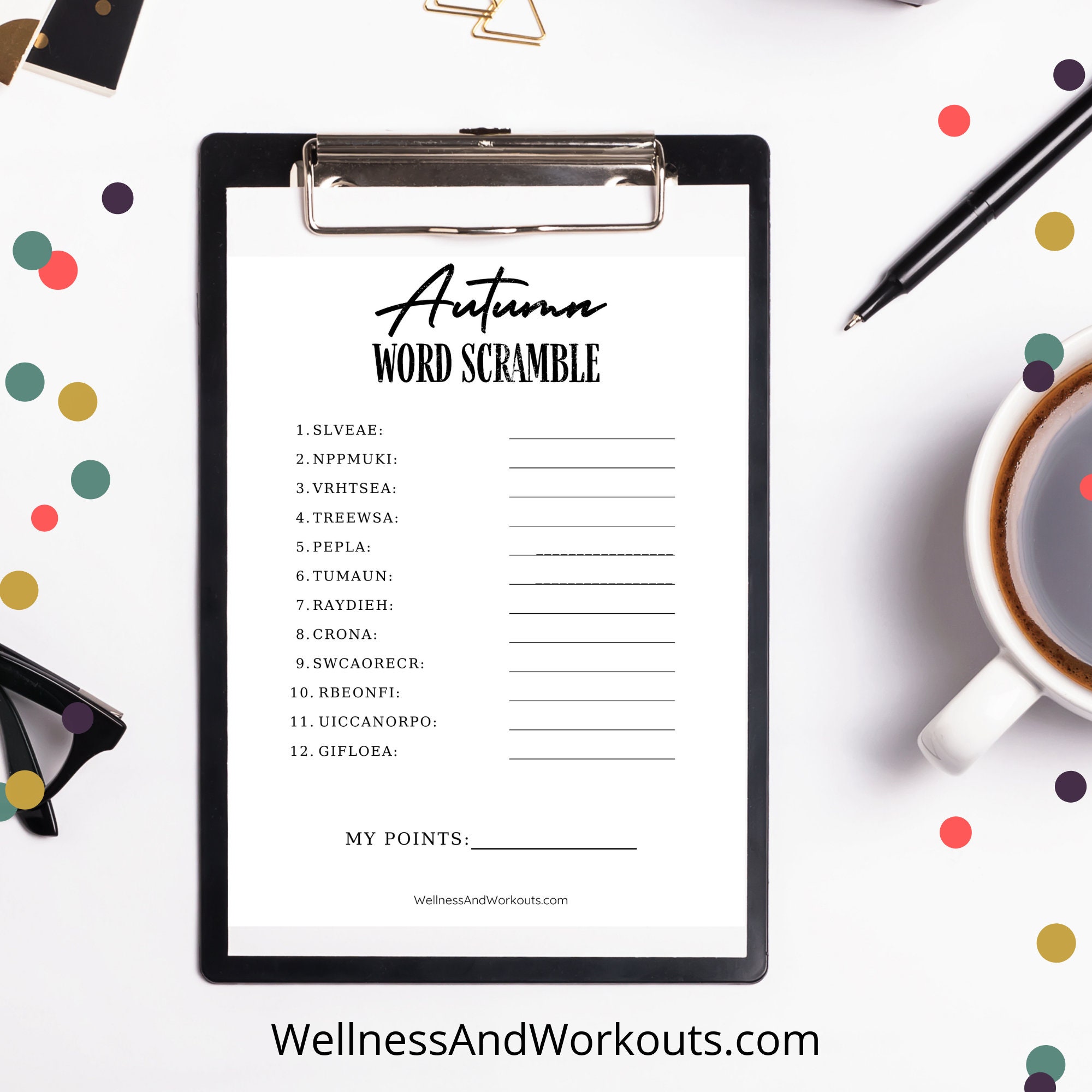 Fall Word Scramble, Fall Printable Games, Family Game Night, Group ...