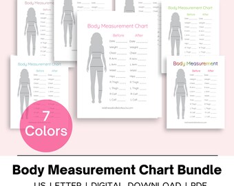 Body Measurement Tracker Bundle, Body Progress Tracker, Weight and Measurement Tracker, Body Measurement Weight Loss, Fitness Journal, PDF