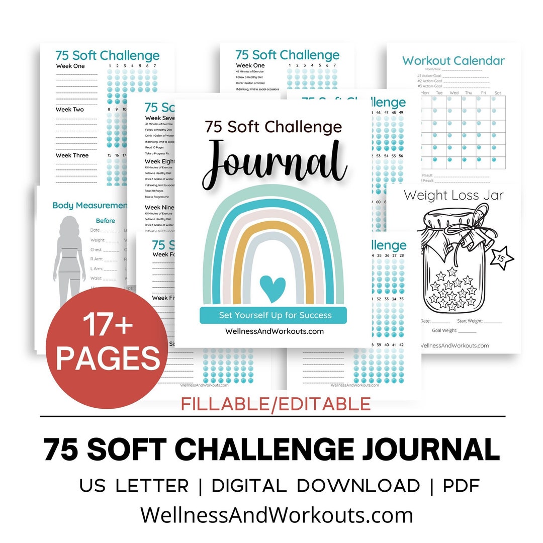75 Soft Challenge Tracker Bundle, Fitness Journal, Body Measurements ...