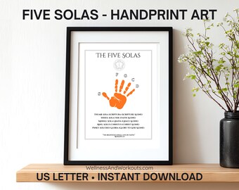 Five Solas Handprint Art, Reformation Handprint Craft, Bible Coloring Page, Catechism, Reformed Theology, Bible Craft, Martin Luther