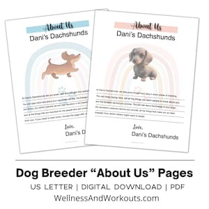 Fillable Dog Breeder "About Us" Pages, for use with Puppy Pack, Dog Breeder Forms, New Puppy Planner, About the Breeder, Editable PDF File