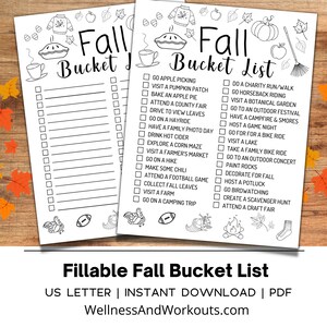 Fall Bucket List, Bucket List Printable, Bucket List Template, Custom Bucket List, Fall Bucket List Printable, Autumn Bucket List, PDF File