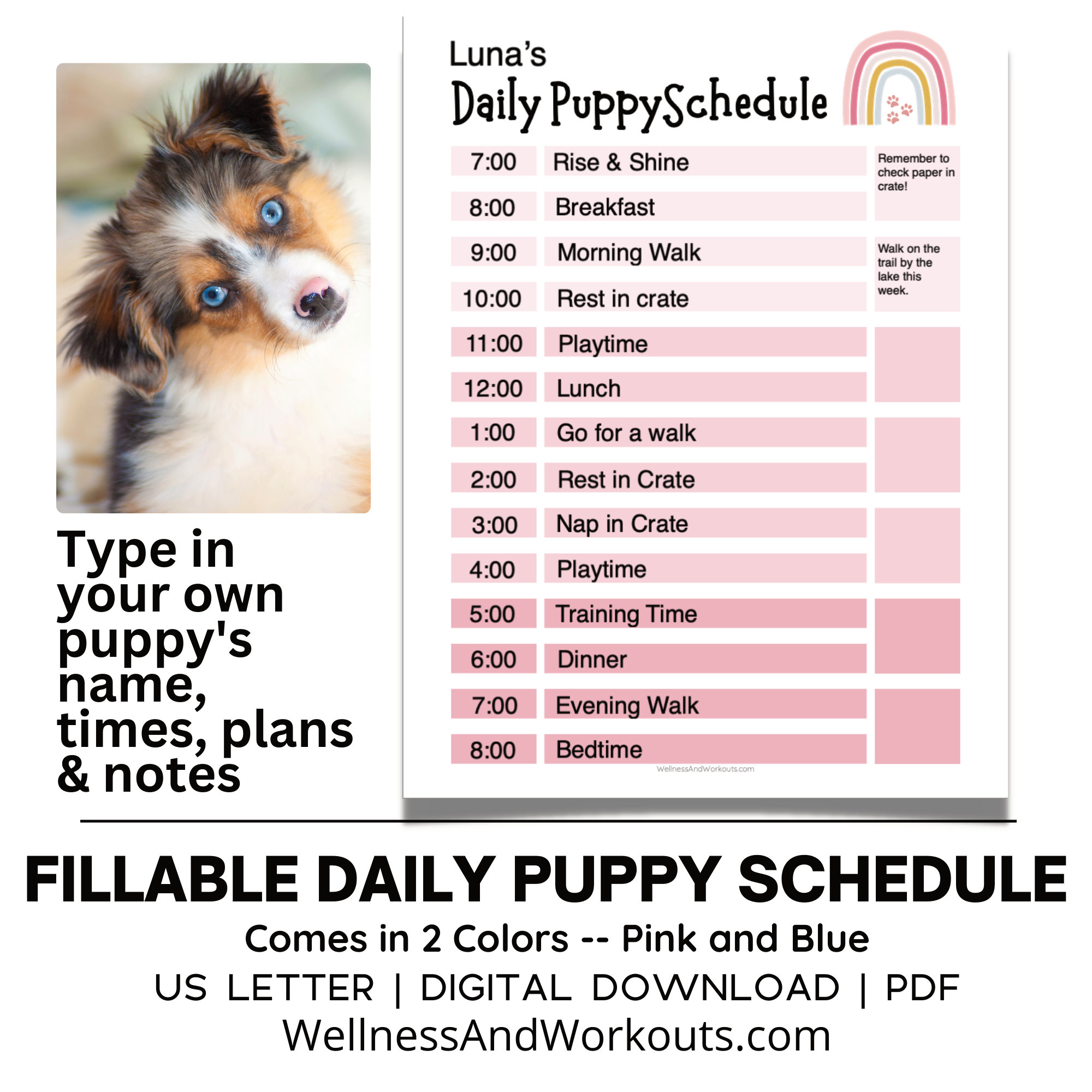 Puppy Daily Schedule, Puppy Planner, Dog Schedule Template, Daily Puppy Daily Schedule, Puppy Planner, Dog Schedule Template, Daily