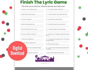 Christmas Carol Game, Finish the Lyric, Christmas Song Game, Christmas Party Game, Finish the Phrase, Christmas Music Game, Christmas Trivia