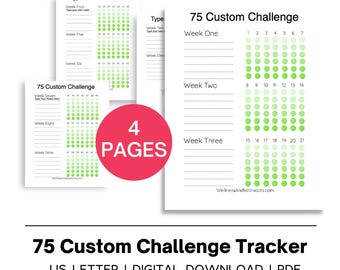 Editable 75 Soft Challenge Tracker, 75 Day Challenge Printable, 75 Medium Challenge, Habit Tracker, Fitness Planner, Fitness Tracker, Lime