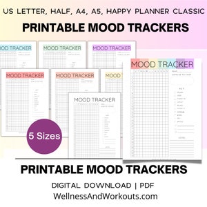 Mood Tracker, Mood Journal, Mood Tracker Printable, Mood Tracker Digital Download, Digital Mood Tracker, Monthly Mood Tracker, Anxiety Log