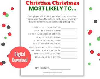 Christian Christmas Most Likely To Game, Christmas Game, Family Game Night, Group Games, Christmas Printable Games, Whos Most Likely, PDF