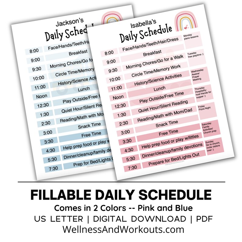 Fillable Routine Daily Schedule, Fillable Daily Routine PDF, Daily Checklist, Editable ...