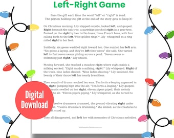 Christmas Left-Right Game, 12 Days of Christmas, 12 Days of Christmas Party Game,  Pass the Gift Game, Left Right Christmas Game, Group Game