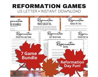 Reformation Games Bundle, Reformation Party, Reformation Day, Christian Games, Family Game Night, Martin Luther, Halloween Alternative