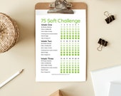 75 Soft Challenge Checklist, Easy Challenge, Green Tracker, Watercolor Checklist, Fitness Tracker, Daily Template, Digital PDF, Instant