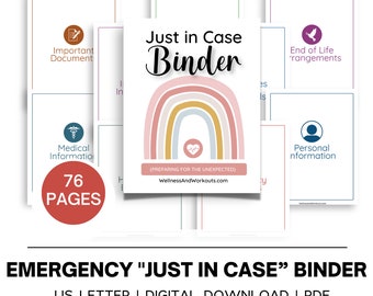 Emergency Binder, Just in Case Binder, Family Planner, Life Planner, Obituary Template, Document Organizer, Fillable PDF